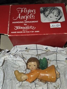 Antique Anri italian artist Ferrandiz flying angel  in rare original artist box